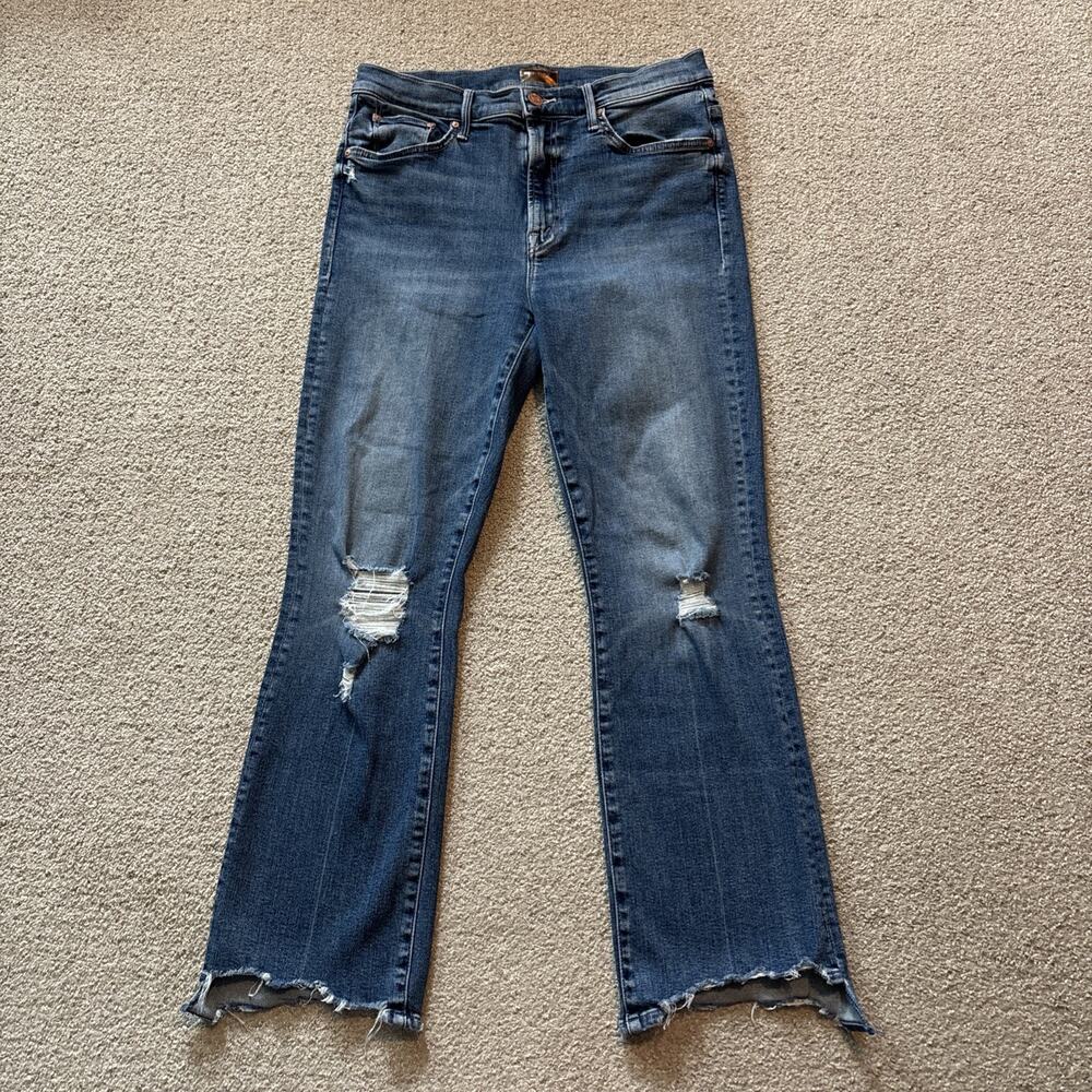 Mother Insider Crop Step Chew Jeans 29 Dancing On Coals Distressed Bootcut USA